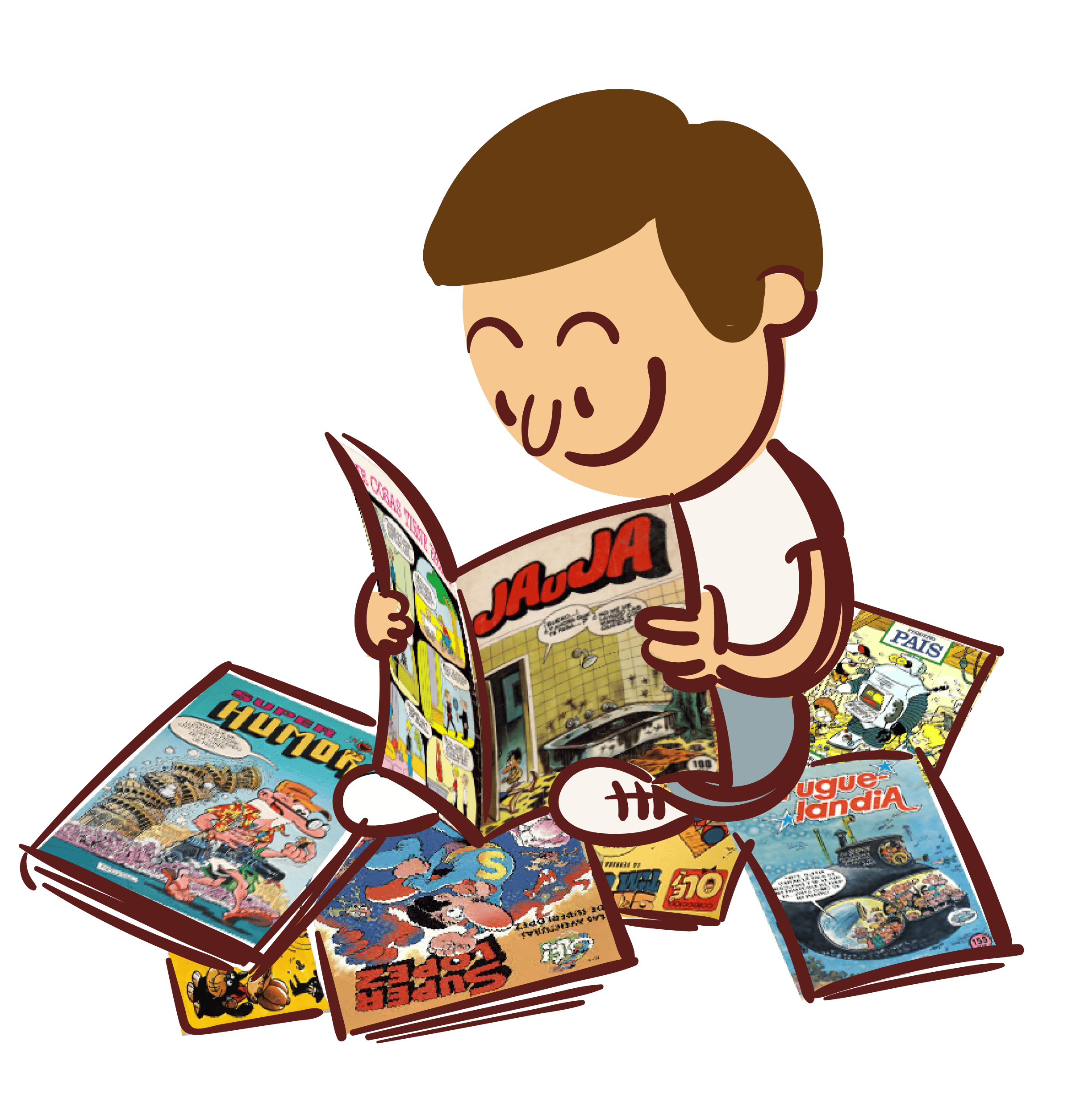 A boy reading comics